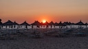 The beach of Durrës in Albania. The stolen sun loungers were discovered nearby.